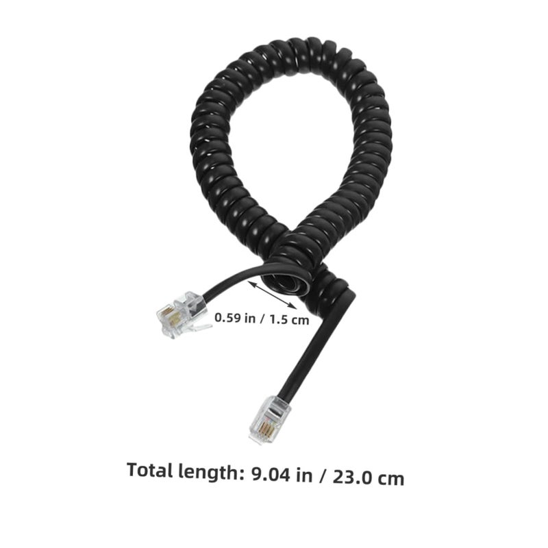 4Pcs Black Stretchable Coiled Phone Cable Compatible with Landline and Office Phones - Image 3