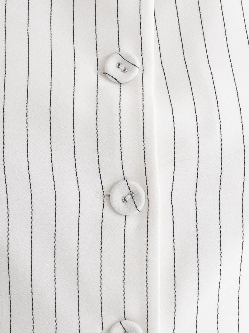 HICCUP Striped Round Neck Buttoned Waistcoat