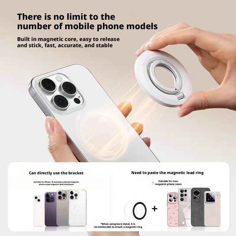 Magnetic Phone Holder Stand, Dual-sided, 360° Rotation, Desk Office, Multi-functional, Ring Holder - Image 3
