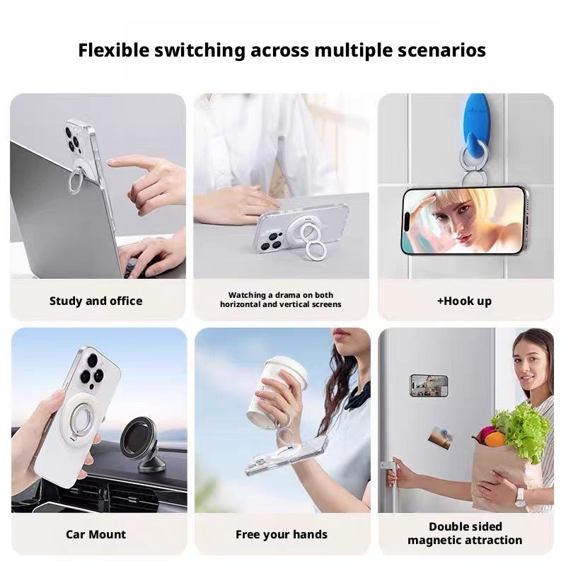 Magnetic Phone Holder Stand, Dual-sided, 360° Rotation, Desk Office, Multi-functional, Ring Holder - Image 4
