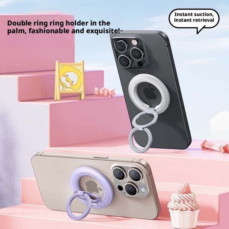 Magnetic Phone Holder Stand, Dual-sided, 360° Rotation, Desk Office, Multi-functional, Ring Holder - Image 1