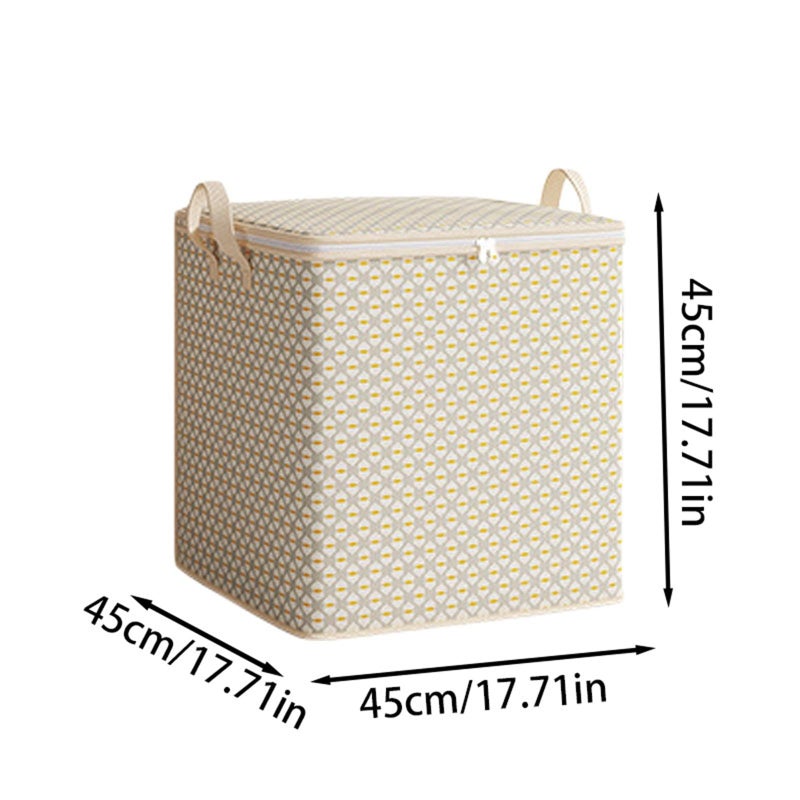 110L Yellow Storage Box Foldable Heavy Duty Blanket Organizer with Reinforced Handles - Image 3