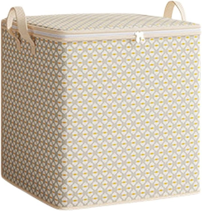 110L Yellow Storage Box Foldable Heavy Duty Blanket Organizer with Reinforced Handles - Image 1
