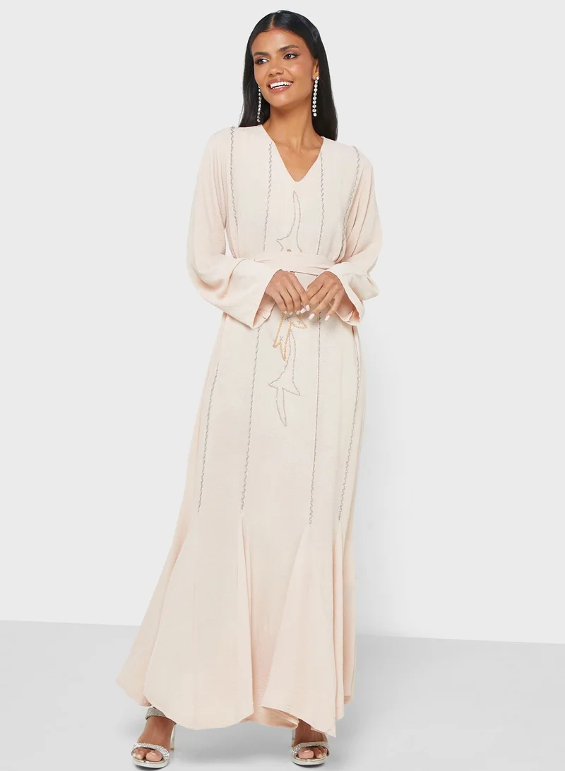 hayas closet Embellished Belted Jalabiya