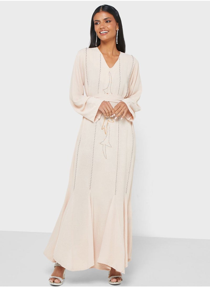 hayas closet - Embellished Belted Jalabiya - Image 1