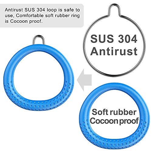 Dolibest Non-Slip Gymnastics Rings Kids Monkey Bars Swing Trapeze Bar with Adjustable Straps (41.7inch) Home Fitness Full Body Workout Ninja Warrior Obstacle Course Blue (2Pack - Image 2