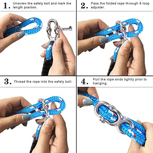Dolibest Non-Slip Gymnastics Rings Kids Monkey Bars Swing Trapeze Bar with Adjustable Straps (41.7inch) Home Fitness Full Body Workout Ninja Warrior Obstacle Course Blue (2Pack - Image 5