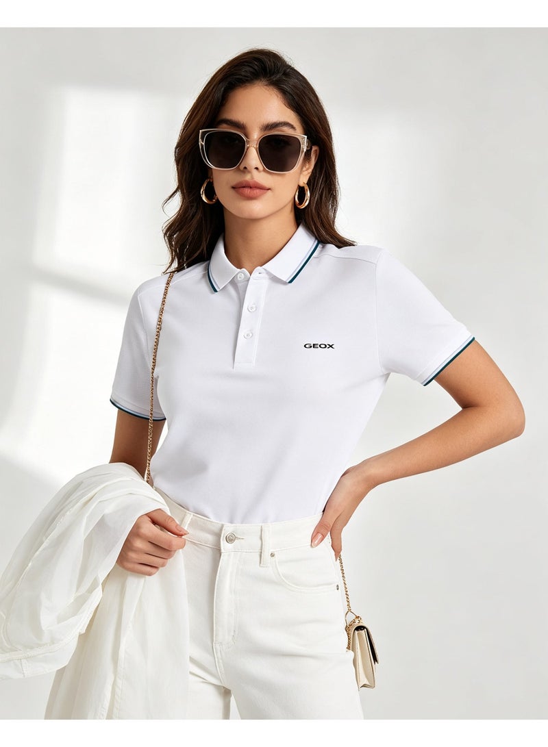 Geox Men Short Sleeve Polo Shirt, Casual Daily Wear, Smart Formal Top For Men Women, White - Image 3