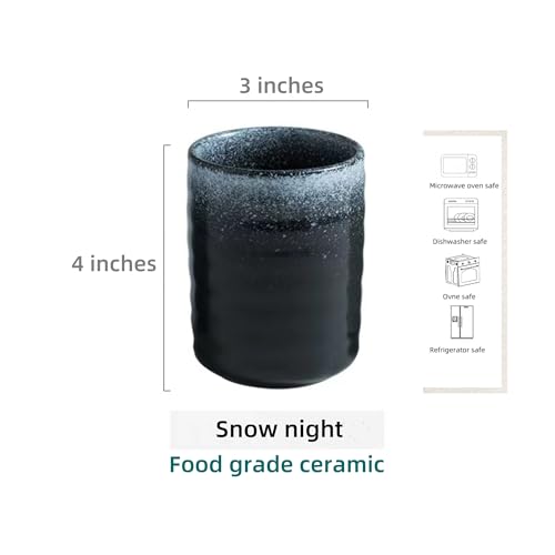 TOPYOKK Stoneware Coffee Bar Utensil Holder Tea & Coffee Spoon & Stirrer Holder for Stir Stick Straw Teaspoon Holder Spoon Cup Small Utensil Jar (Snow night) - Image 5
