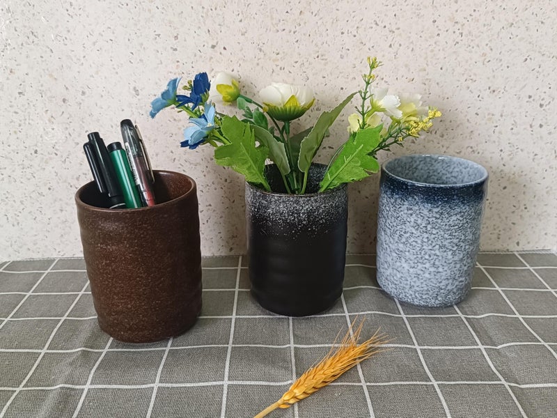 TOPYOKK Stoneware Coffee Bar Utensil Holder Tea & Coffee Spoon & Stirrer Holder for Stir Stick Straw Teaspoon Holder Spoon Cup Small Utensil Jar (Snow night) - Image 4