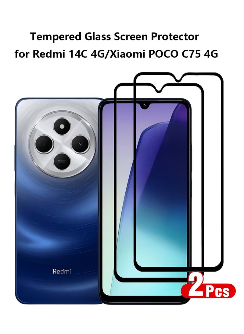 يوك عبوتان من واقي الشاشة 9H لهاتف Xiaomi Redmi 14C 4G/Xiaomi POCO C75 4G، واقي شاشة فائق النحافة عالي الدقة من الزجاج المقوى الفاخر  - Image 1