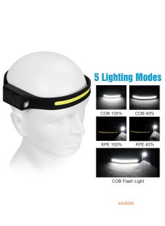 JAJEEK LED Headlamp Rechargeable | Motion Sensor & Waterproof 350 Lumen Flashlight | 5 Modes & 230° Wide Beam for Running, Camping, and Outdoor Safety  - Image 2