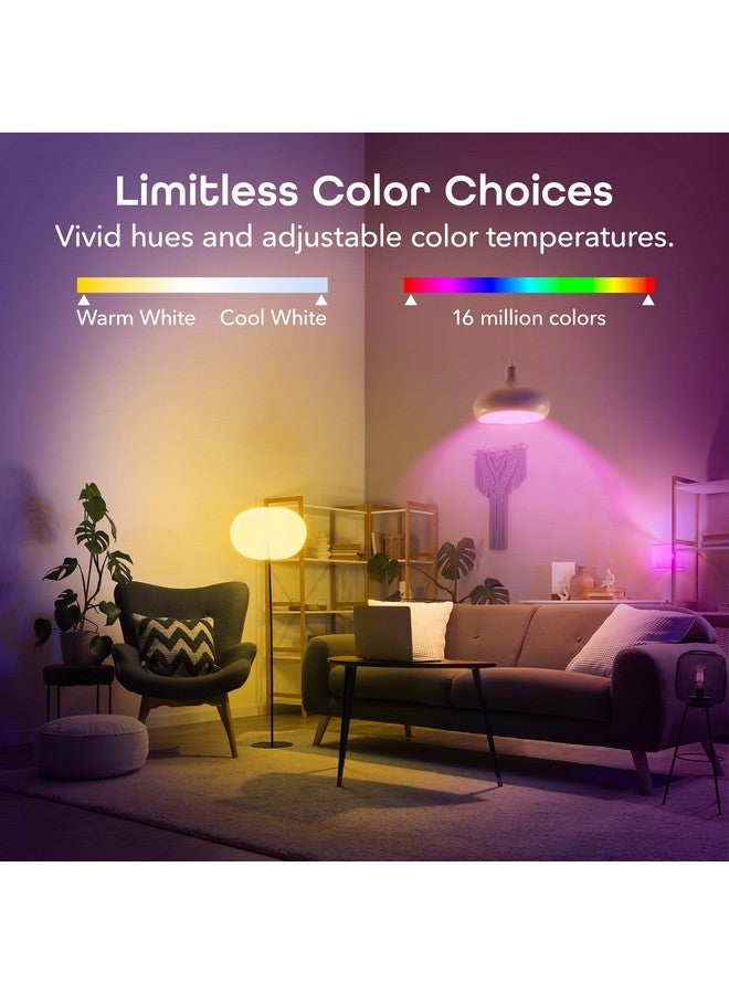 لمبات جيني الذكية - قابلة للتغيير والتعديل، لون أبيض، قابلة للتعتيم، تعمل مع أليكسا وجوجل هوم، واي فاي 2.4 جيجاهرتز، A19، 800 لومن، عبوة من 4 قطع - Image 3