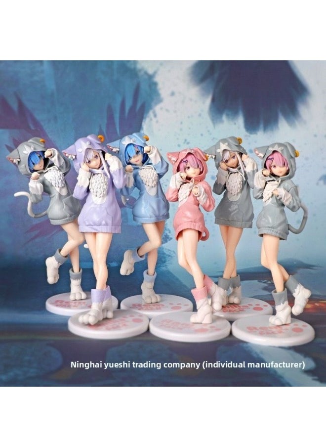 null - Re's Life In A World From Scratch Rem's Hand-held Cat Ear Maid Second-dimensional Rem Animation Decoration Moulds-Color:Lampack Outfit, Different Colors 20cm (boxed) - Image 1