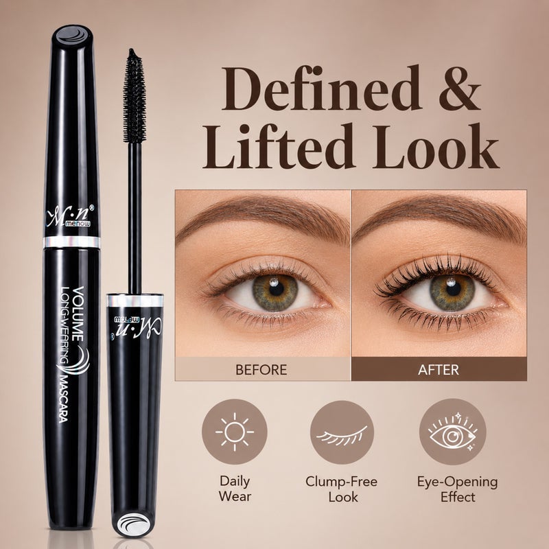 Me Now Black Mascara, 9ml, Volume Long-Wearing Lash Makeup, Flexible Silicone Brush, Rich Black Finish, Smudge-Resistant, Eye Makeup Tool for Daily Use 2Pcs - Image 4