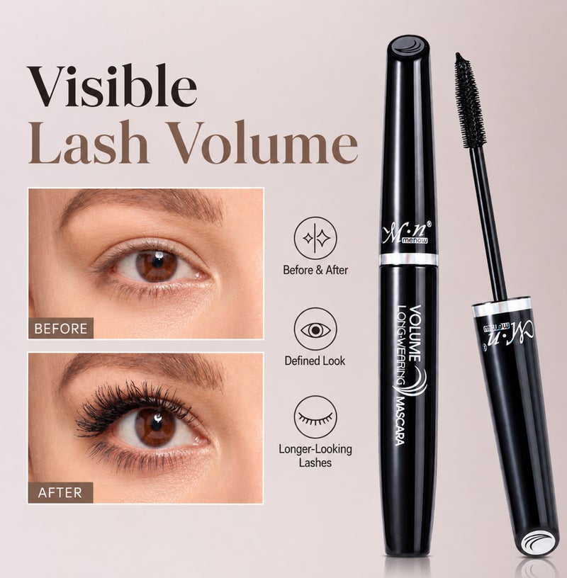 Me Now Black Mascara, 9ml, Volume Long-Wearing Lash Makeup, Flexible Silicone Brush, Rich Black Finish, Smudge-Resistant, Eye Makeup Tool for Daily Use 2Pcs - Image 5