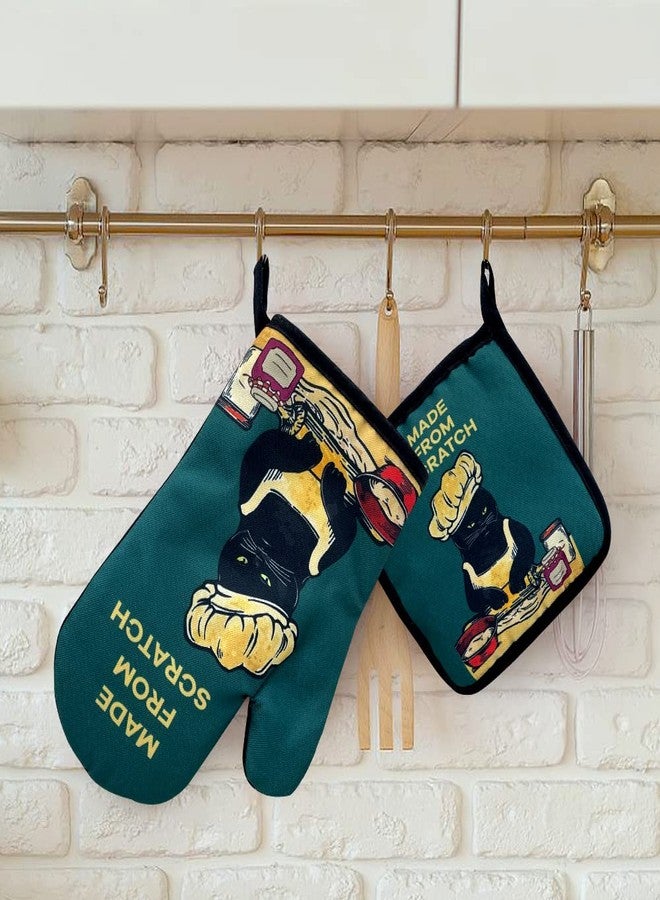 zcyhtqp Made from Scratch，Oven Mitts and Pot Holders Sets of 2，Funny Oven Mitt，Friend Birthday Gift，Cat Lover Gift，Birthday Gift for Cat Owner，Cat Lover， Cat Mom - Image 2