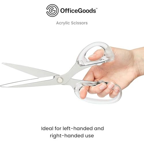 OfficeGoods 9” Stainless Steel Acrylic Scissors for Office and Home - Aesthetic and Sharp All Purpose Scissors, Perfect for Sewing, Arts and Crafts - Silver - Image 5