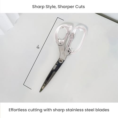 OfficeGoods 9” Stainless Steel Acrylic Scissors for Office and Home - Aesthetic and Sharp All Purpose Scissors, Perfect for Sewing, Arts and Crafts - Silver - Image 4
