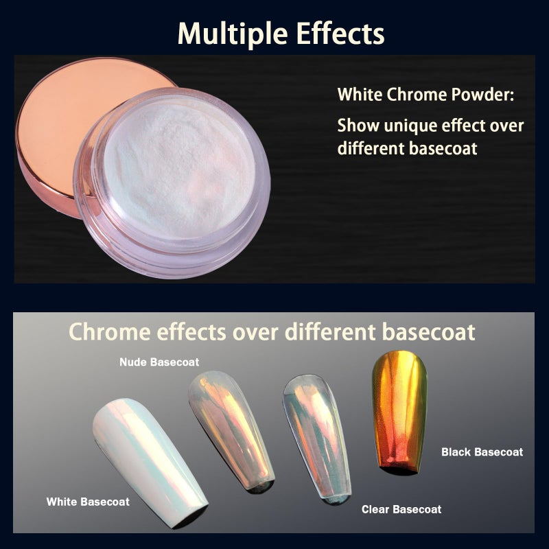 Allstarry Unicorn Chrome Nail Powder, Aurora Mermaid Iridescent White Pearl Nail Chrome Powder Pigment Glitter Fairy Dust for Nail Art, Manicure, Gel Nail Polish - Sunset Field - Image 4