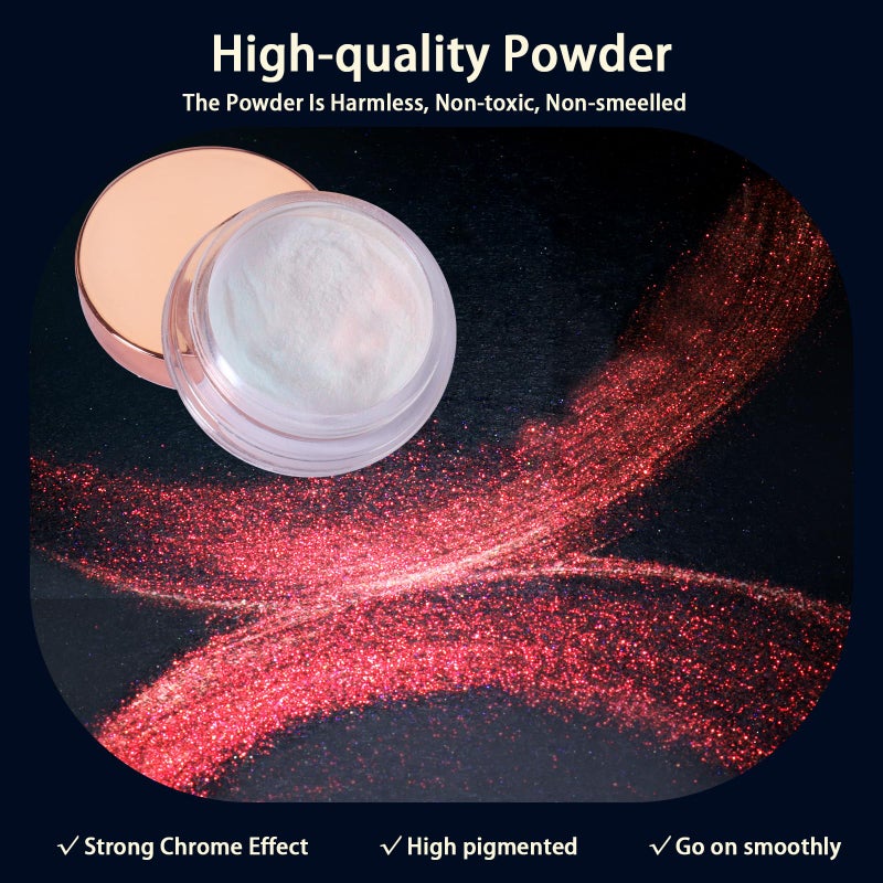 Allstarry Unicorn Chrome Nail Powder, Aurora Mermaid Iridescent White Pearl Nail Chrome Powder Pigment Glitter Fairy Dust for Nail Art, Manicure, Gel Nail Polish - Sunset Field - Image 2