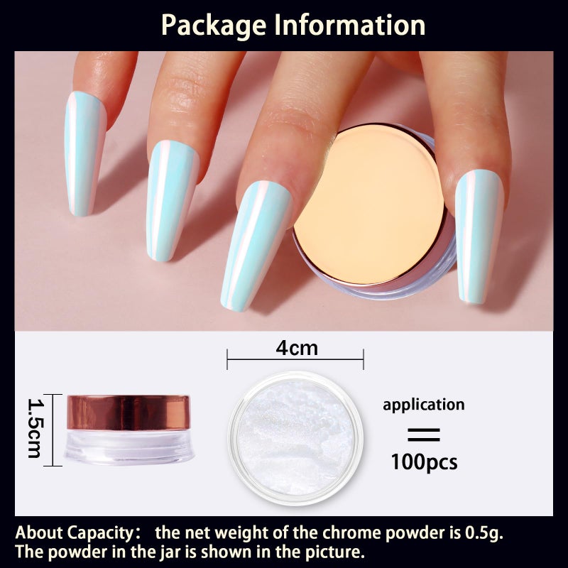 Allstarry Unicorn Chrome Nail Powder, Aurora Mermaid Iridescent White Pearl Nail Chrome Powder Pigment Glitter Fairy Dust for Nail Art, Manicure, Gel Nail Polish - Sunset Field - Image 5