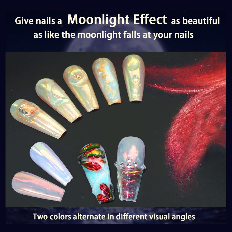 Allstarry Unicorn Chrome Nail Powder, Aurora Mermaid Iridescent White Pearl Nail Chrome Powder Pigment Glitter Fairy Dust for Nail Art, Manicure, Gel Nail Polish - Sunset Field - Image 3