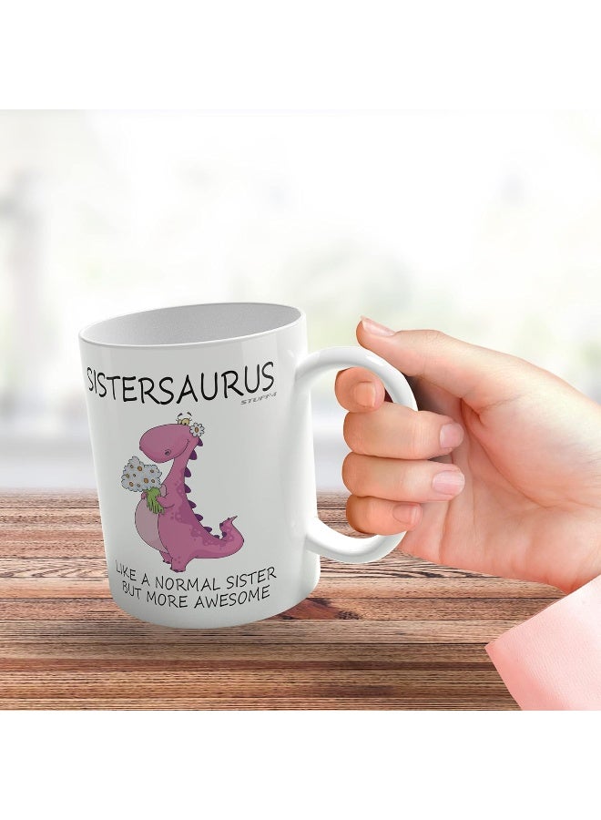 Spoil Your Wall Sistersaurus - Best Sister Mugs, Happy Birthday Sister Mug, Special Christmas Sister Gifts, Funny Tea Coffee Cup Cups, 11Oz By Spoil Your Wall - Image 3