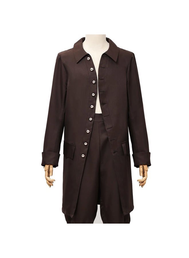 BLESSUME Steampunk Victorian Frock Coat Colonial Men Jacket (Brown, S) - Image 4
