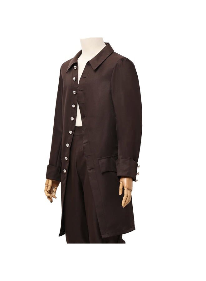 BLESSUME Steampunk Victorian Frock Coat Colonial Men Jacket (Brown, S) - Image 5