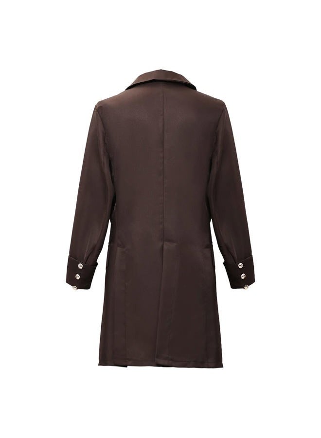 BLESSUME Steampunk Victorian Frock Coat Colonial Men Jacket (Brown, S) - Image 3