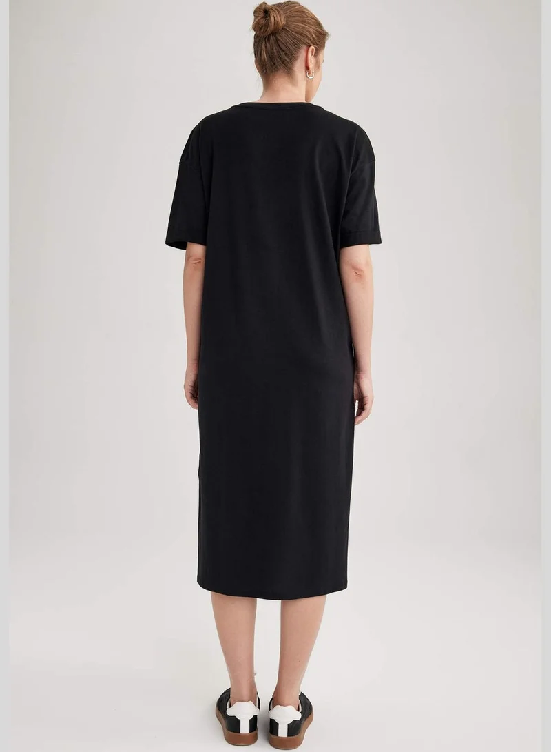 DeFacto Regular Fit Short Sleeve Side Split Maxi Maternity Dress