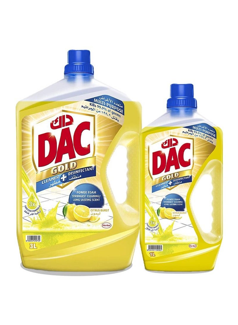 Dac 2-Piece Fragrance Disinfectant Floor Cleaner Liquid - Citrus Burst - 3+1 Liter 