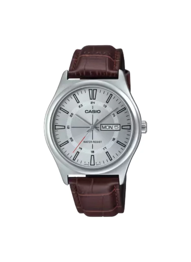 CASIO Men's Analog Display Watch With Brown Leather Strap - MTP-V006L-7CUDF