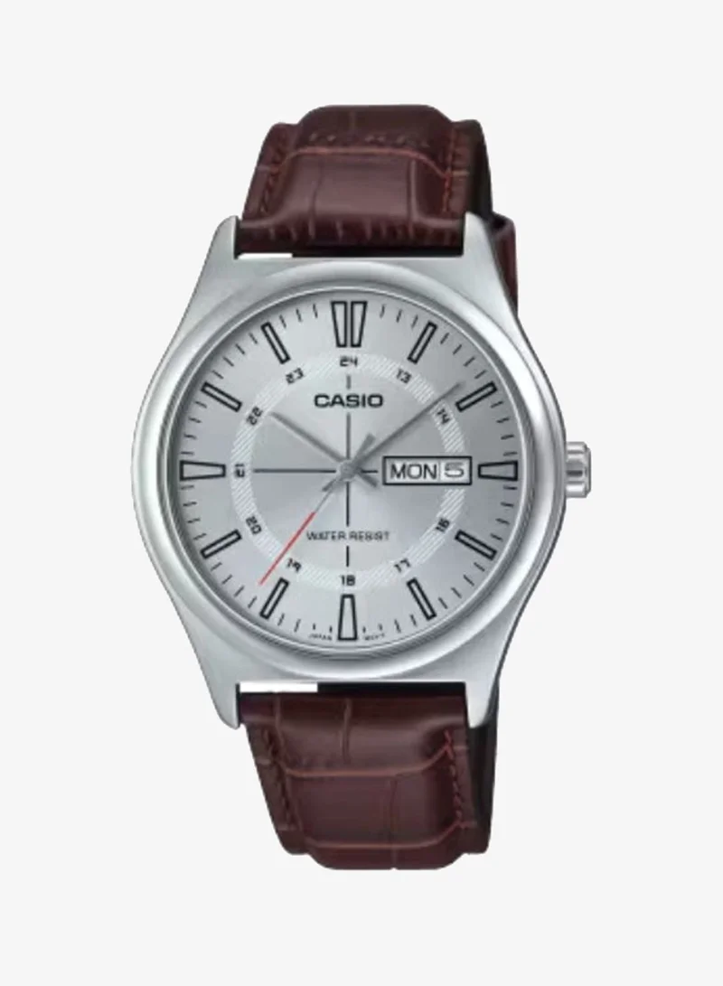CASIO Men's Analog Display Watch With Brown Leather Strap - MTP-V006L-7CUDF