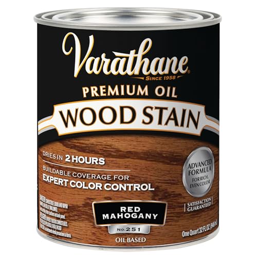 Varathane 211724H Premium Wood Stain Quart Red Mahogany - Image 1