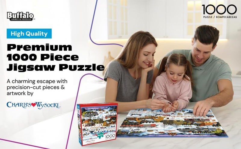 Buffalo Games â€“ Charles Wysocki - Hickory Haven Canal - 1000 Piece Christmas Jigsaw Puzzle - Festive, Holiday Puzzles for Adults â€“ Precision-Cut Pieces, Winter Artwork, Relaxing Fun - Image 2
