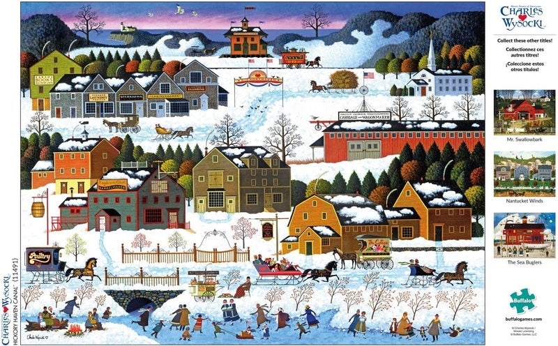 Buffalo Games â€“ Charles Wysocki - Hickory Haven Canal - 1000 Piece Christmas Jigsaw Puzzle - Festive, Holiday Puzzles for Adults â€“ Precision-Cut Pieces, Winter Artwork, Relaxing Fun - Image 3