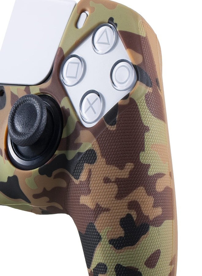 YoRHa Grip Texture Silicone Skin for PS5 Controller x 2(Brown Camouflage) with Pro Thumb Grips x 8 - Image 3