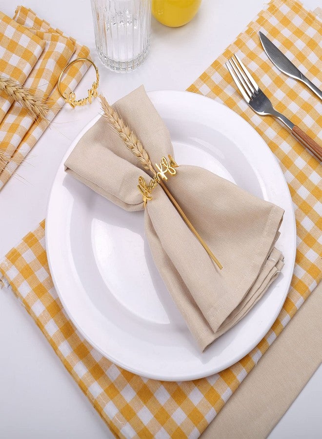 wonlex Thanksgiving Napkin Rings Set of 12, Gold Napkin Holder for Autumn, Harvest Festival, Banquet, Fall Serviette Buckles for Table Setting (Thankful) - Image 3