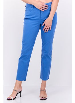 Women Slim Fit Solid Chino Pants, Blue