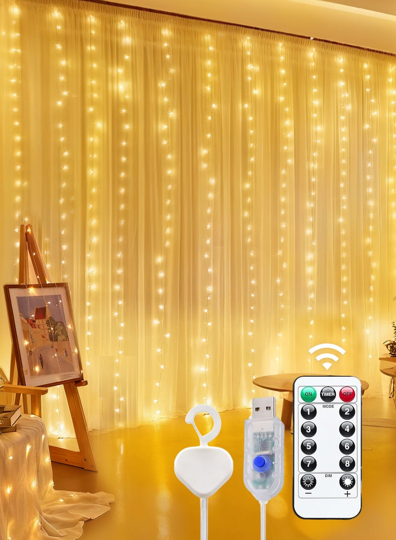 Xkimos 300 LED String Lights for Bedroom, 3x3M Outdoor Lights, Waterproof LED Fairy Lights, String Lights for Indoor Outdoor Use, Fairy String Lights 8 Modes, String LED Lights for Event Lighting and Decor, Lights Warm - Image 1