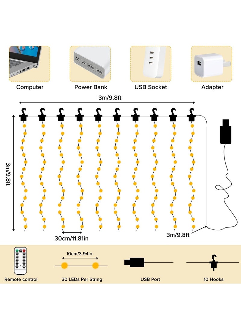 Xkimos 300 LED String Lights for Bedroom, 3x3M Outdoor Lights, Waterproof LED Fairy Lights, String Lights for Indoor Outdoor Use, Fairy String Lights 8 Modes, String LED Lights for Event Lighting and Decor, Lights Warm - Image 2
