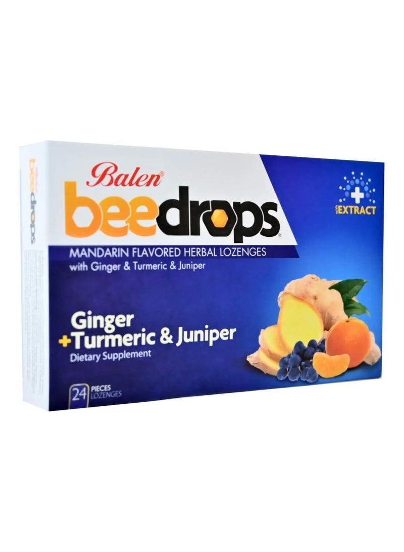 Balen BeeDrops Mandarin Flavored Herbal Lozenges with Ginger, Turmeric & Juniper, 24 Count