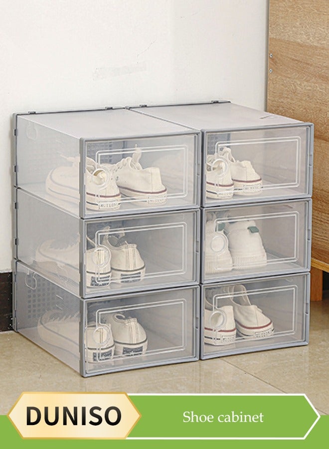 DUNISO 6 Pack Shoe Storage Box，Stackable Shoe Display Box, Multifunctional Transparent Shoe Box,Shoe Organizer Storage Bins With Visual Window And Ventilation Design，Dustproof And Durable, Suitable For Both Men And Women - Image 2