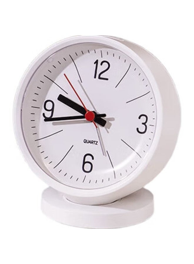 Deli (Deli) Newse Simple Analog Alarm Clock, One-Button Snooze, Soft Night Light, Bedroom Bedside Round Desktop Fashion Desk Clock, White Ns886 - Image 2