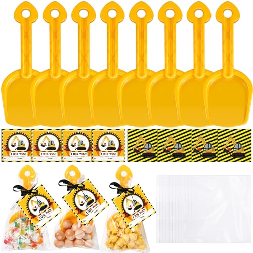 Capoda 30 Set Construction Theme Plastic Shovel with Clear Cellophane Bag Construction Theme I Dig You Cards and Ropes for Boys and Girls Classroom Exchange Prizes Vehicle Party Favor Supplies - Image 1