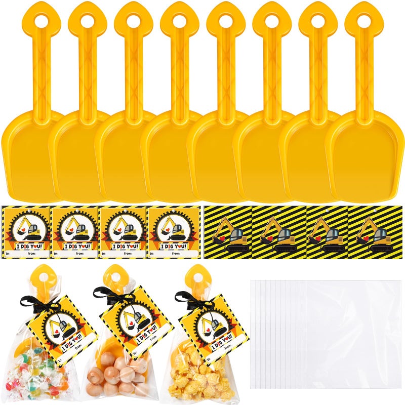 Capoda 30 Set Construction Theme Plastic Shovel with Clear Cellophane Bag Construction Theme I Dig You Cards and Ropes for Boys and Girls Classroom Exchange Prizes Vehicle Party Favor Supplies - Image 3