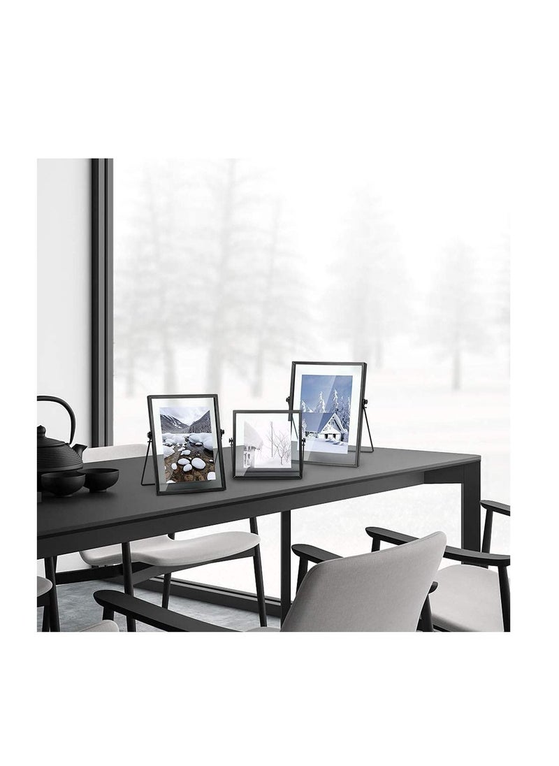 SYOSI Set of 3 Glass Picture Frame, Collection Simple Metal Floating Frame with Glass Cover Includes 4x4, 4x 6, 5x7  - Image 4