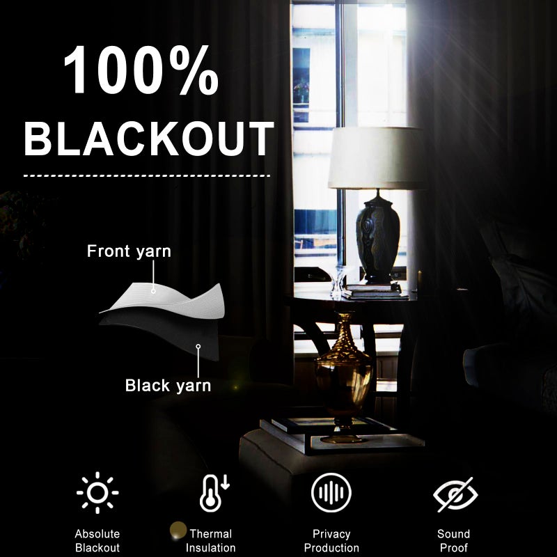 XWZO 100% Blackout Curtains - Heat and Full Light Blocking Drapes with Black Liner for Bedroom/Laundry Room  Grommet Top Window Panels with Tiebacks  Light Grey  W60 x 84  Set of 2 - Image 2